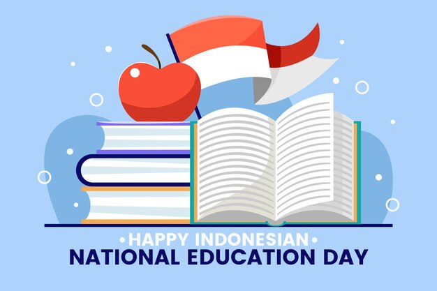 フラットインドネシア国民教育の日のイラスト
