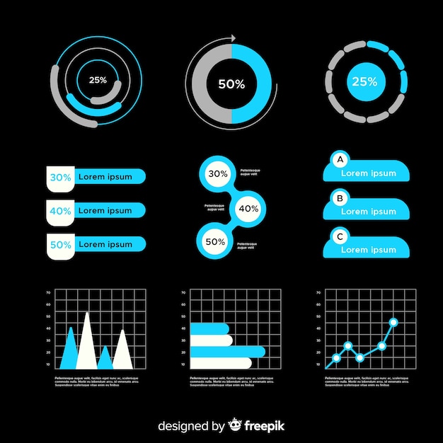 Raccolta di elementi di infografica piatta