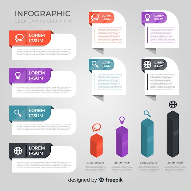 Raccolta di elementi di infografica piatta