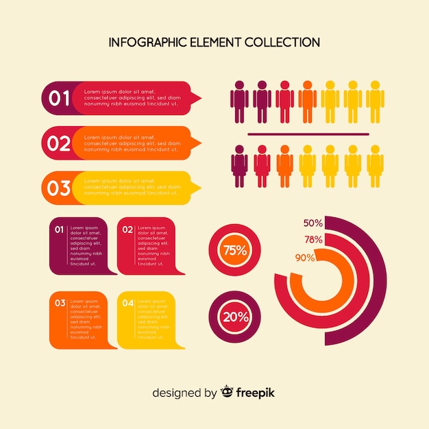 Raccolta di elementi di infografica piatta