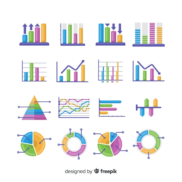 Vettore gratuito raccolta di elementi di infografica piatta