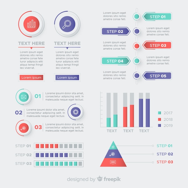 무료 벡터 플랫 infographic 요소 컬렉션