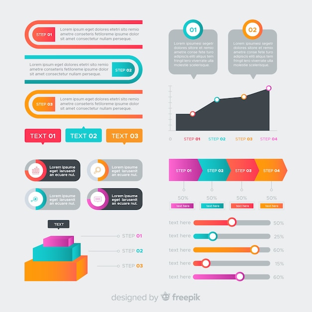 Flat infographic element collection