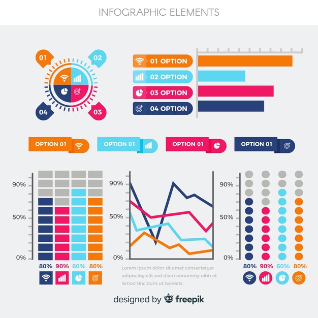 Vettore gratuito raccolta di elementi di infografica piatta