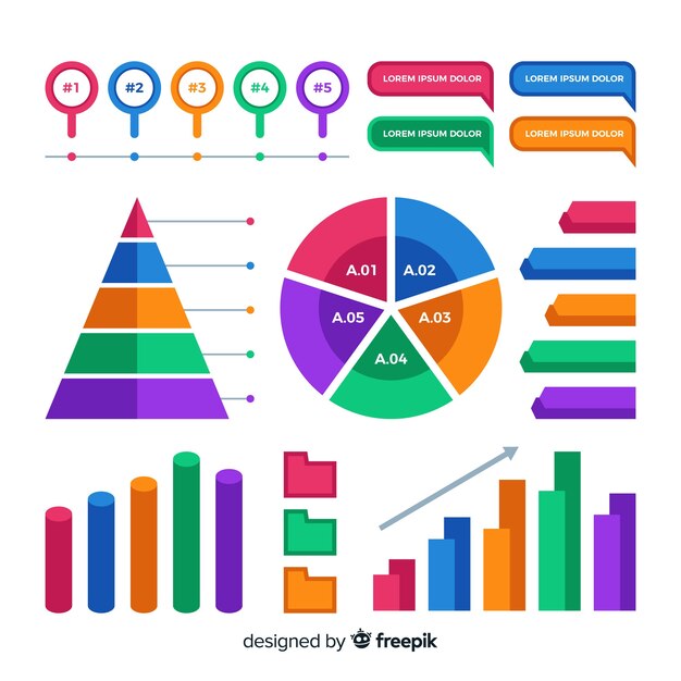 flat infographic element collection