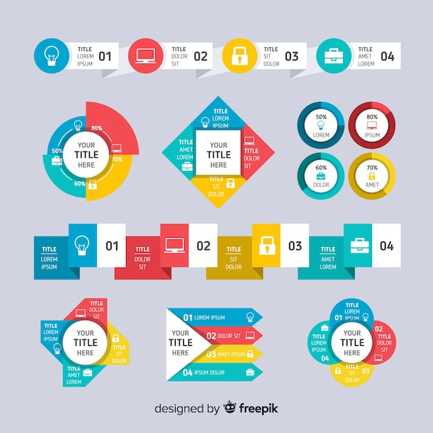 Vettore gratuito raccolta di elementi di infografica piatta