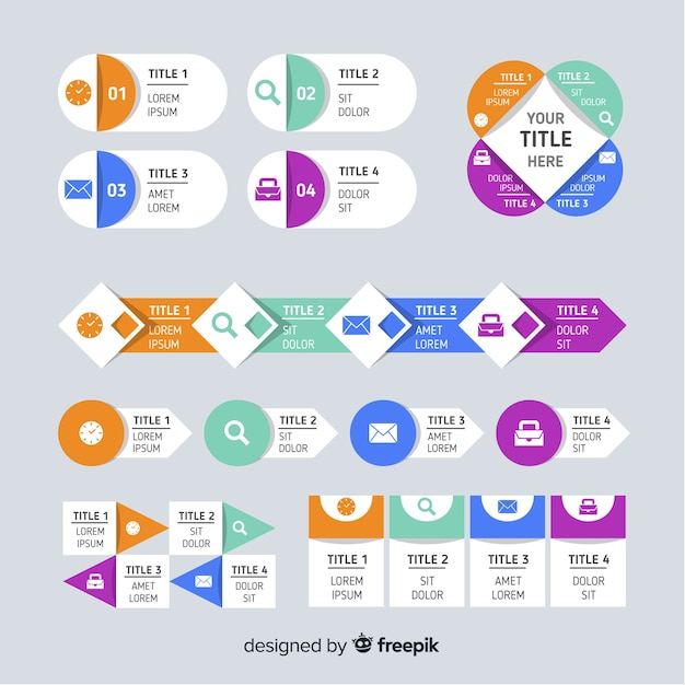 Flat infographic element collection