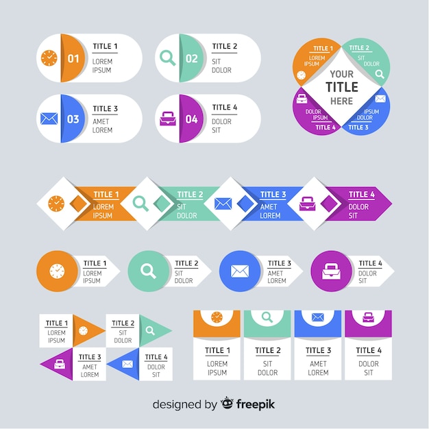 Vettore gratuito raccolta di elementi di infografica piatta