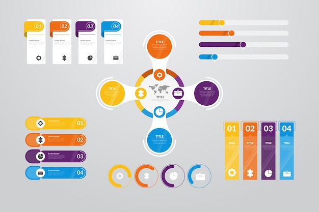 Free vector flat  infographic element collection