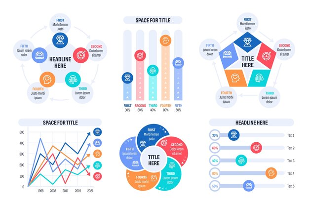 플랫 infographic 요소 컬렉션