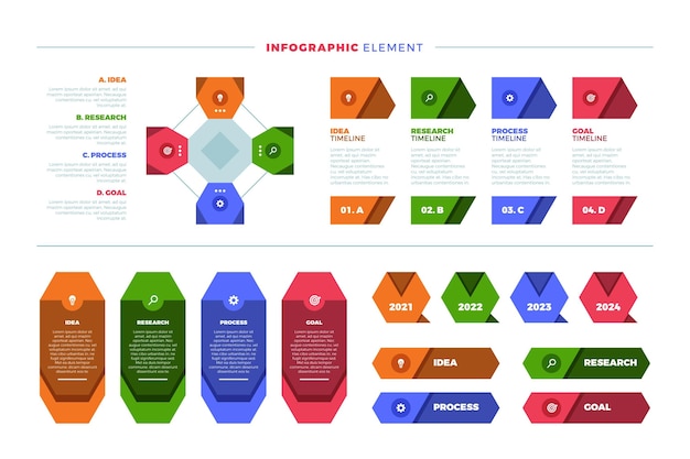 Vettore gratuito collezione di elementi infografici piatti