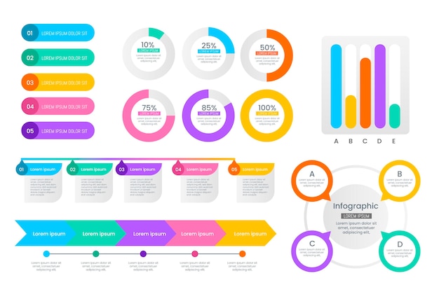 무료 벡터 플랫 infographic 요소 컬렉션