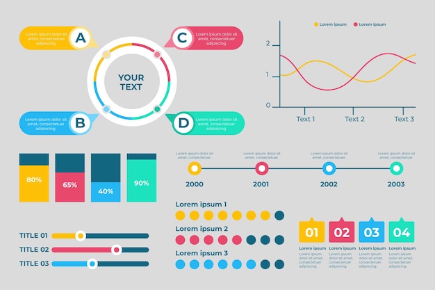 Free vector flat infographic element collection