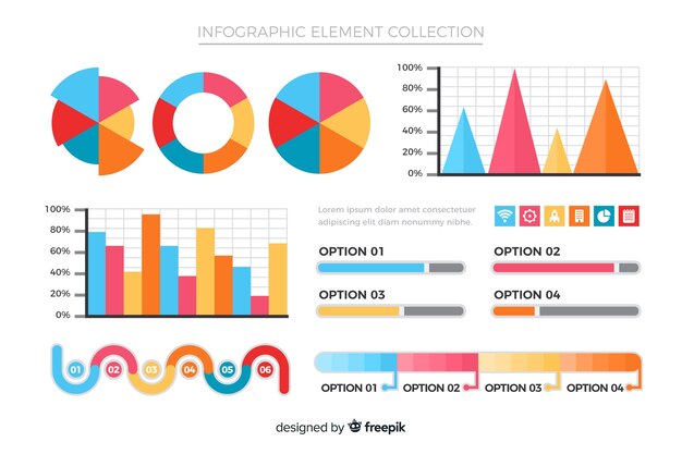 Flat infographic element collection