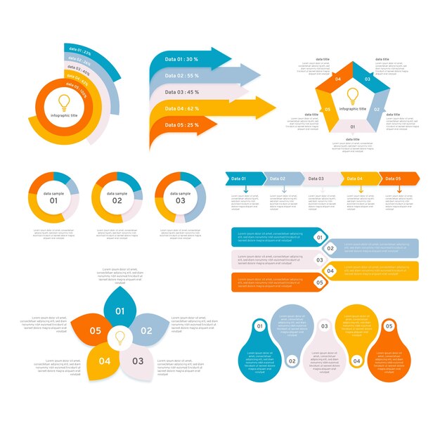 Коллекция элементов плоских инфографики