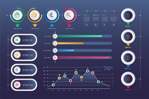 Flat infographic element collection