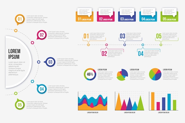 Pacchetto di elementi infografici piatti