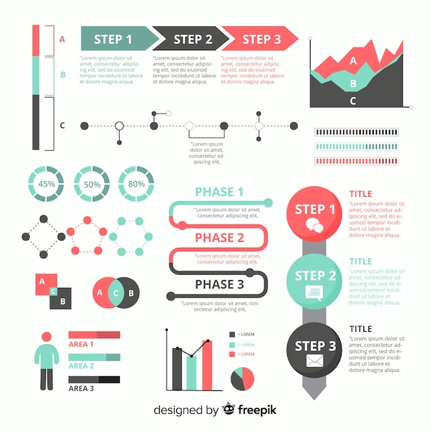 플랫 infographic 요소 컬렉션