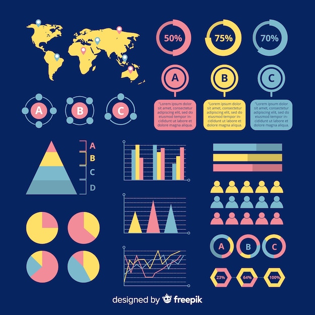 플랫 infographic 요소 컬렉션