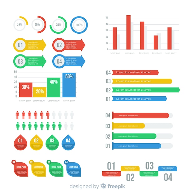 Raccolta di elementi di infografica piatta