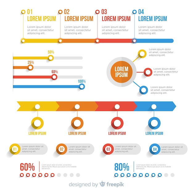 무료 벡터 플랫 infographic 요소 컬렉션