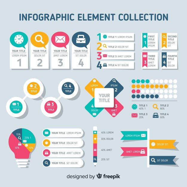 플랫 infographic 요소 컬렉션