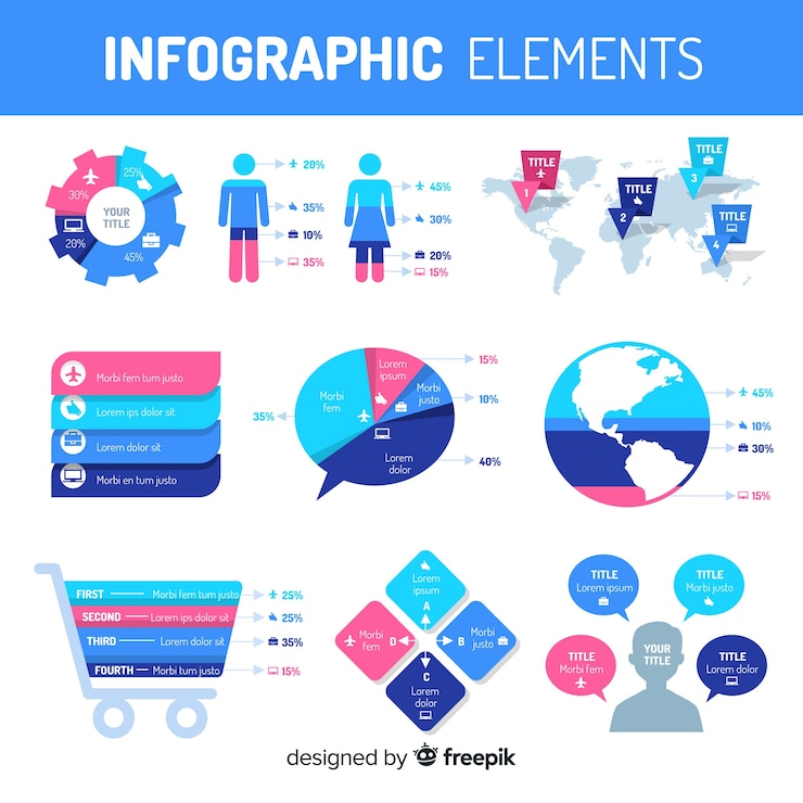 Free Vector flat infographic elements collection