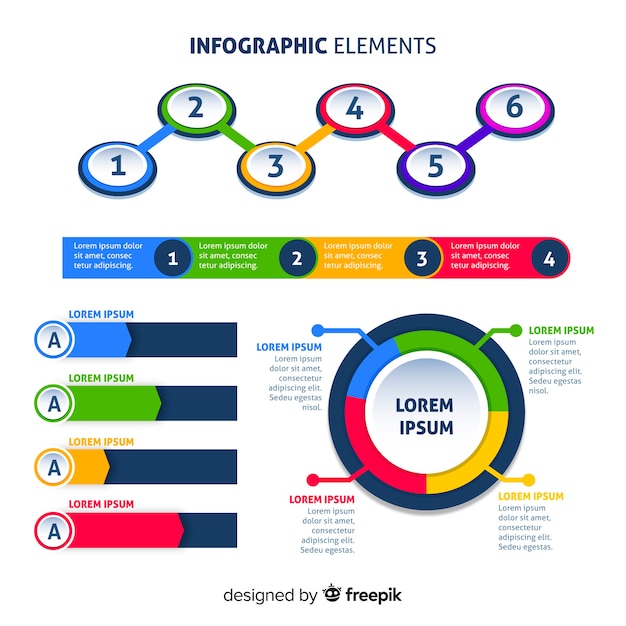 Vettore gratuito raccolta di elementi di infografica piatta