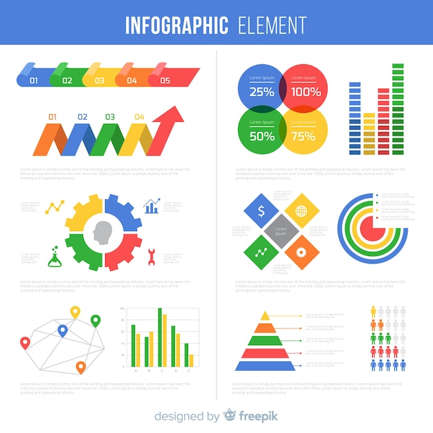 무료 벡터 플랫 infographic 요소 컬렉션