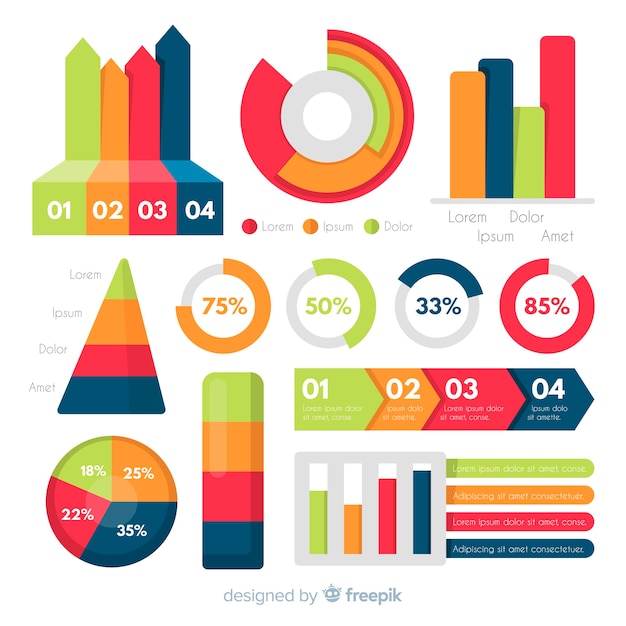 Raccolta di elementi di infografica piatta