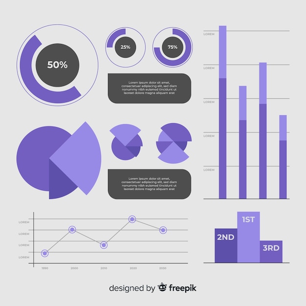 Raccolta di elementi di infografica piatta