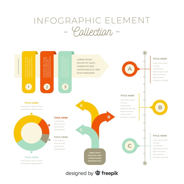 Raccolta di elementi di infografica piatta