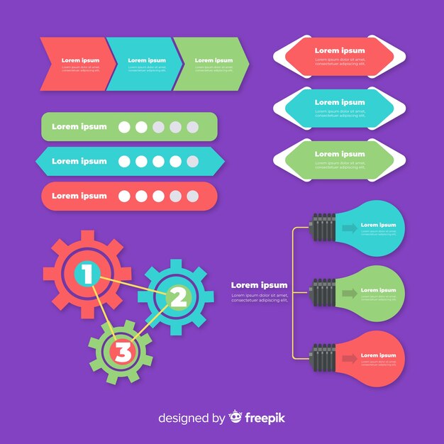 Free vector flat infographic elements collection