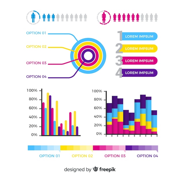 Raccolta di elementi di infografica piatta