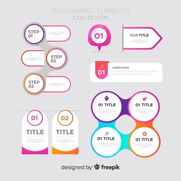 Плоские инфографики элементы коллекции