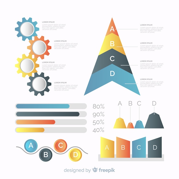 Free vector flat infographic elements collection