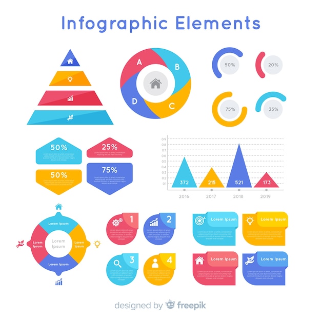 무료 벡터 플랫 infographic 요소 컬렉션