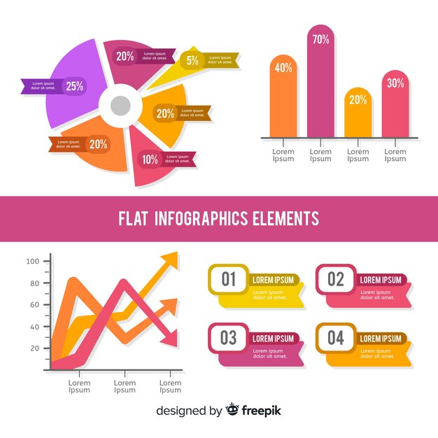 플랫 infographic 요소 컬렉션