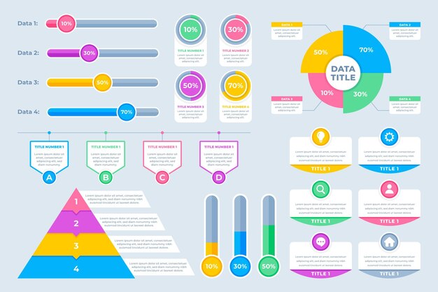 플랫 infographic 요소 컬렉션