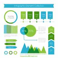 Бесплатное векторное изображение Плоские инфографики элементы в синих и зеленых тонах