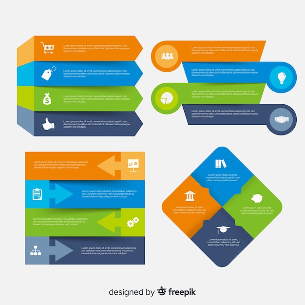 Vettore gratuito modello di elementi di infografica piatto