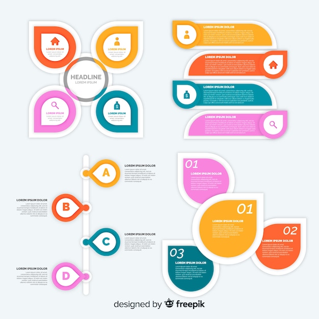 플랫 infographic 요소 템플릿