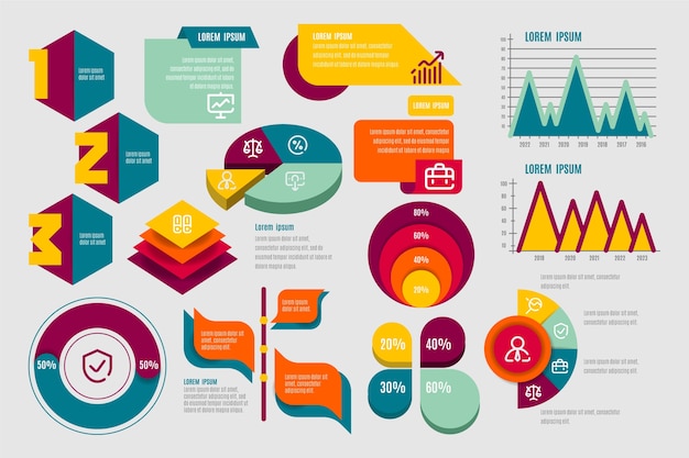 Vettore gratuito modello di elementi infografica piatta