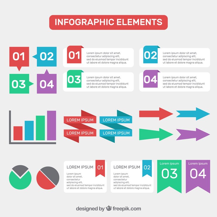 Free Vector flat infographic elements with different colors