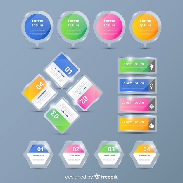 통계 수집 플랫 infographic 요소