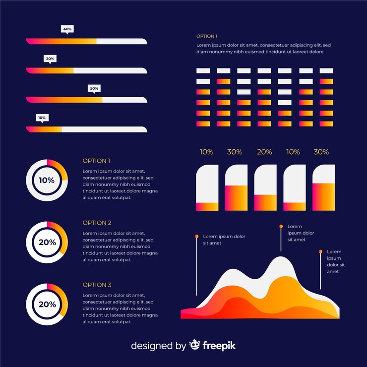 Free Vector flat infographic elements with stats collection