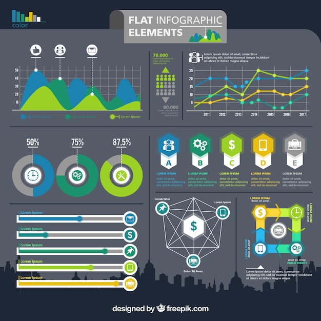 Free vector flat infographic elements