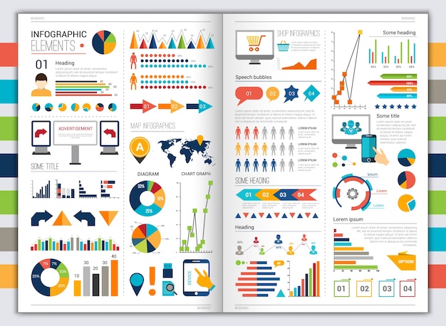 Flat infographic set