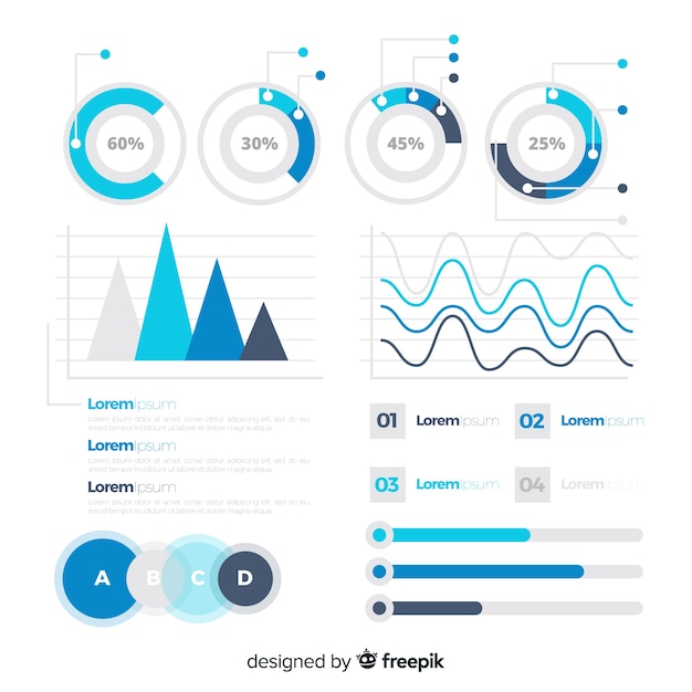 Vettore gratuito modello di statistiche infografica piatta