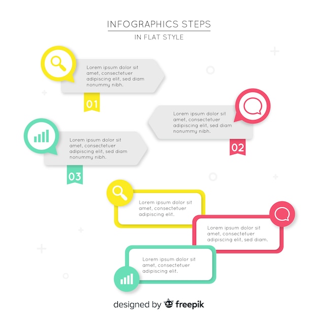 Flat infographic steps template